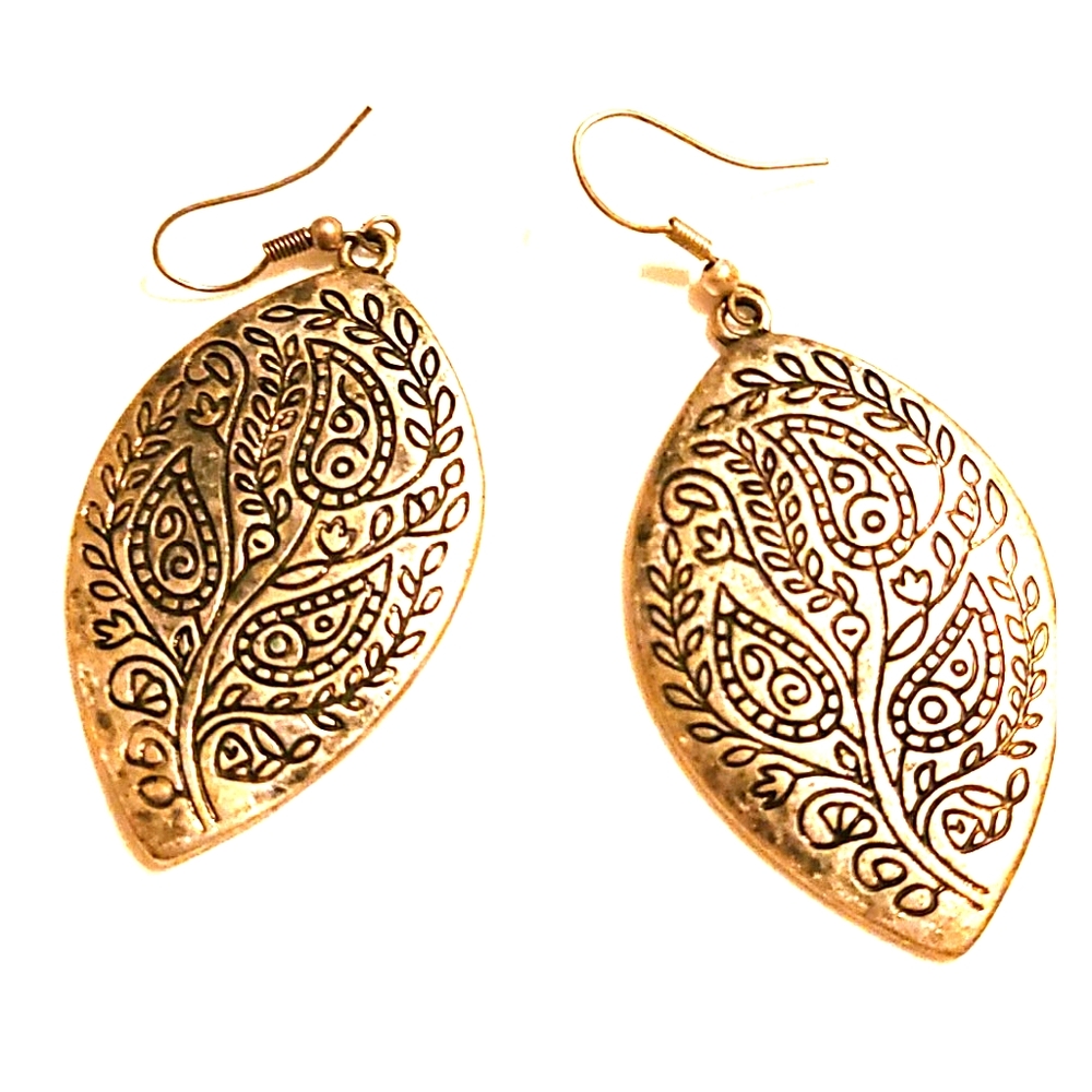 Bohemian Dangle Silver Leaf Drops